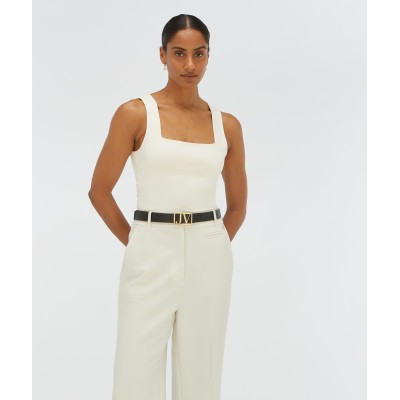 JV LINDE slim fit top - creme white