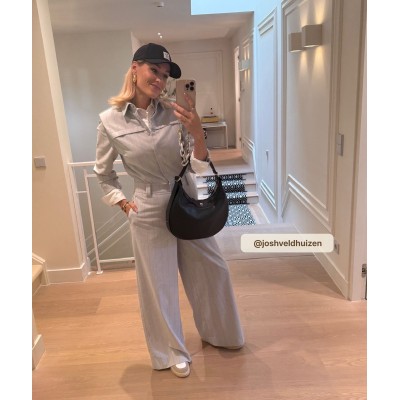 ROBIN oversized jumpsuit met krijtstreep - light grey melange