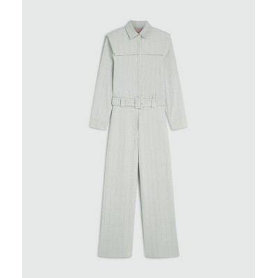 ROBIN oversized jumpsuit met krijtstreep - light grey melange