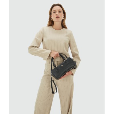 VIVANNA cropped regular top met krijtstreep - light beige