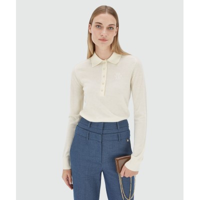 AUDREY slim fit trui met wol - light ecru