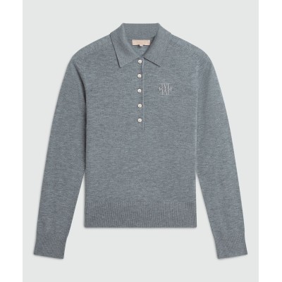 AUDREY slim fit trui met wol - mid grey melange