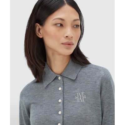 AUDREY slim fit trui met wol - mid grey melange