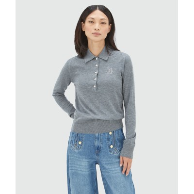 AUDREY slim fit trui met wol - mid grey melange