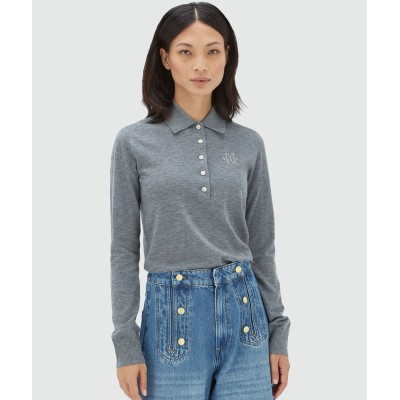 AUDREY slim fit trui met wol - mid grey melange