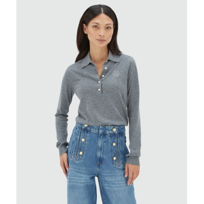 AUDREY slim fit trui met wol - mid grey melange