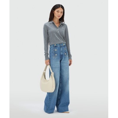 AUDREY slim fit trui met wol - mid grey melange