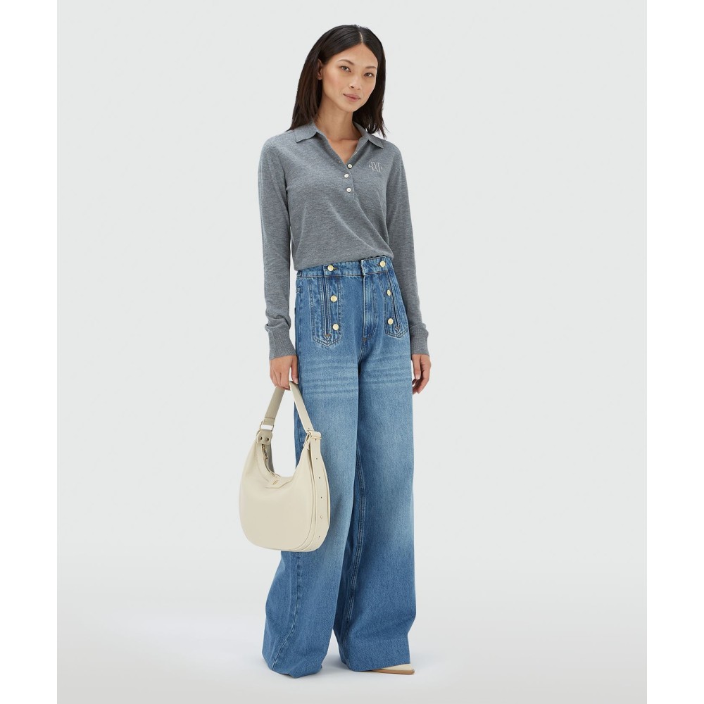 AUDREY slim fit trui met wol - mid grey melange