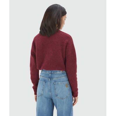 FRESIA oversized trui met merinowol - berry red melange