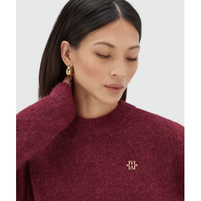 FRESIA oversized trui met merinowol - berry red melange