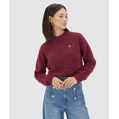FRESIA oversized trui met merinowol - berry red melange