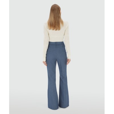 LIORA high waisted flared pantalon - blue chambray