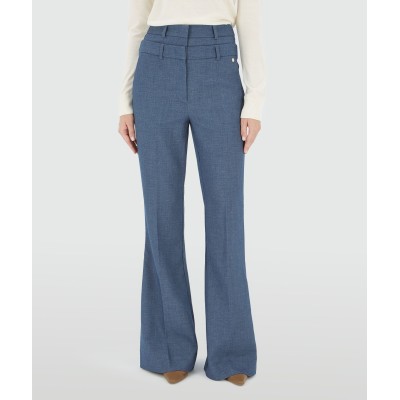 LIORA high waisted flared pantalon - blue chambray