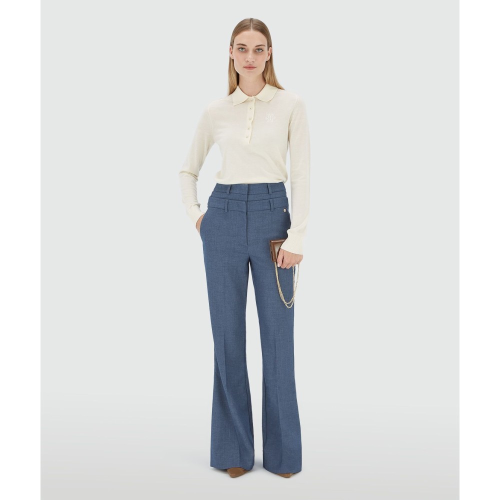 LIORA high waisted flared pantalon - blue chambray