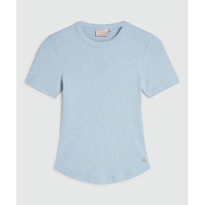 CODY fitted T-shirt with logo - powder blue melange