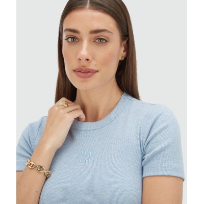 CODY fitted T-shirt with logo - powder blue melange