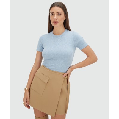 CODY fitted T-shirt with logo - powder blue melange