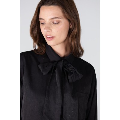 Ess blouse met rhinestones | Zwart