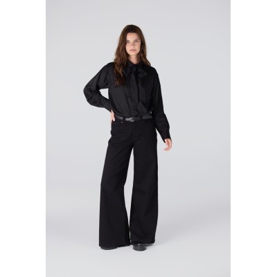 Ess blouse met rhinestones | Zwart