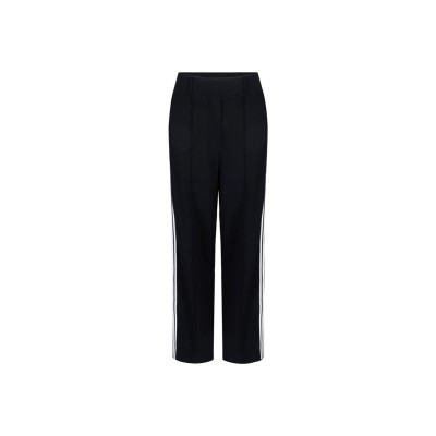Aleidas wide leg pantalon met zijstreep | Zwart - Off white