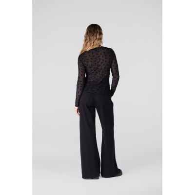 Jula mesh top met all-over print | Zwart