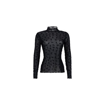 Jula mesh top met all-over print | Zwart