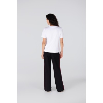Jitte t-shirt met donkerrood logo | Wit