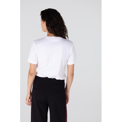 Jitte t-shirt met donkerrood logo | Wit