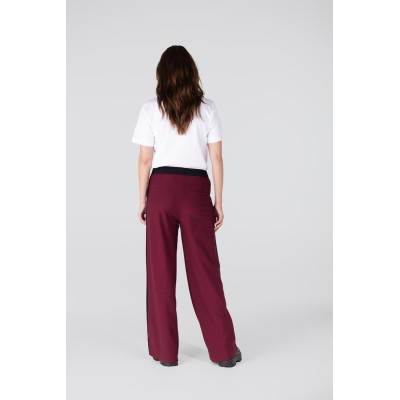 Joy pantalon met accentbiezen | Donkerrood