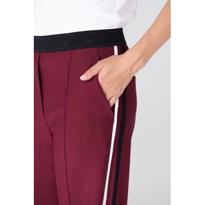 Joy pantalon met accentbiezen | Donkerrood
