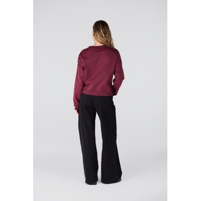 Gaby sweater met bloem detail | Donkerrood