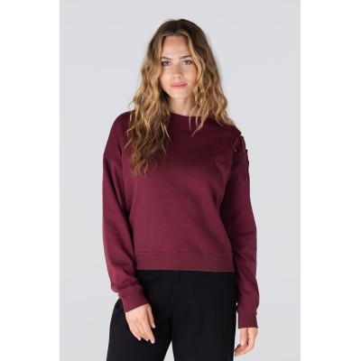Gaby sweater met bloem detail | Donkerrood