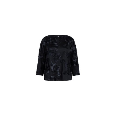 Indi blouse met 3d bloemenprint | Zwart