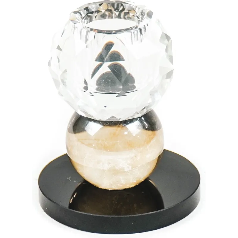 Housevitamin Kristal Kandelaar- 6x6x8 cm- Helder/ Zwart