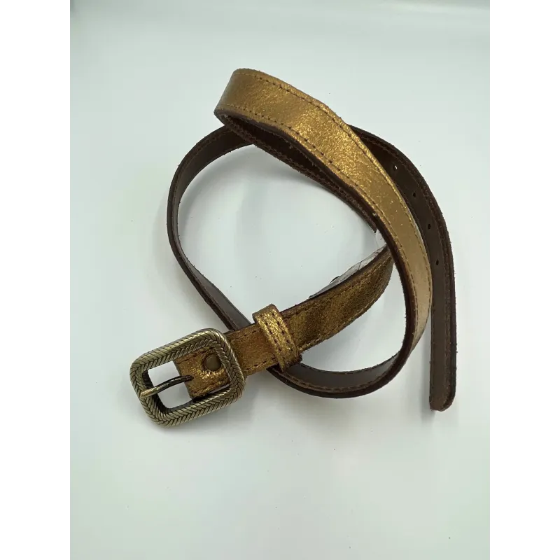 Elvy Belt Foil Gold – Gouden Metallic Leren Riem 95cm | ELVY riemen