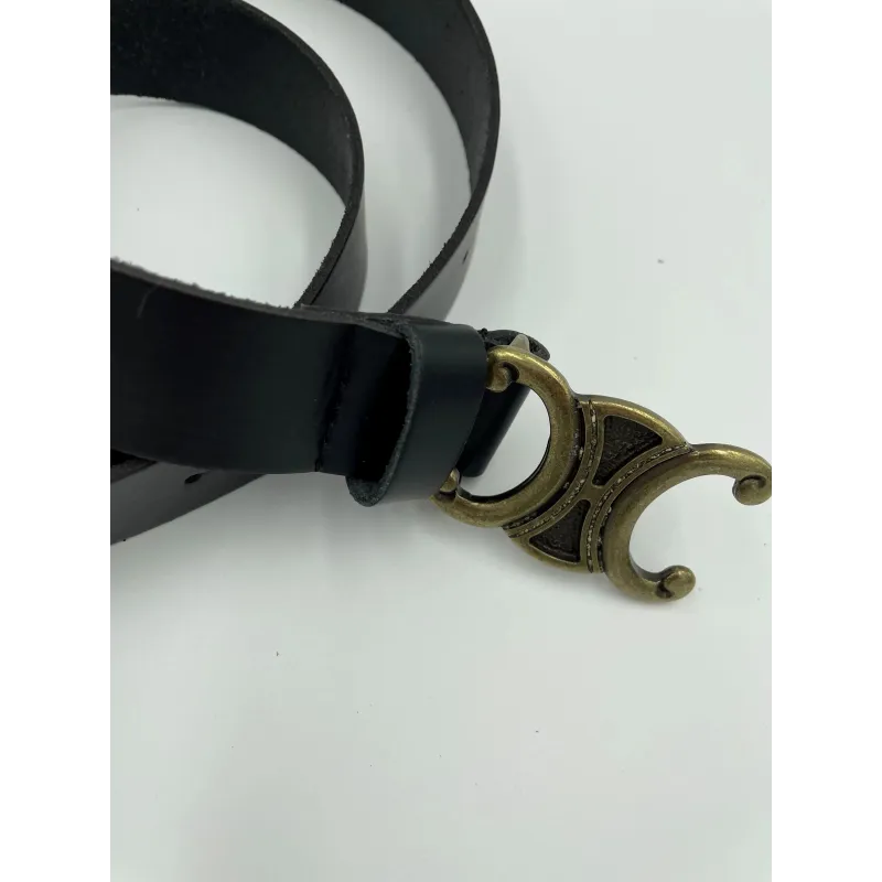 30850 plain belt black gold  – Zwarte riem | ELVY