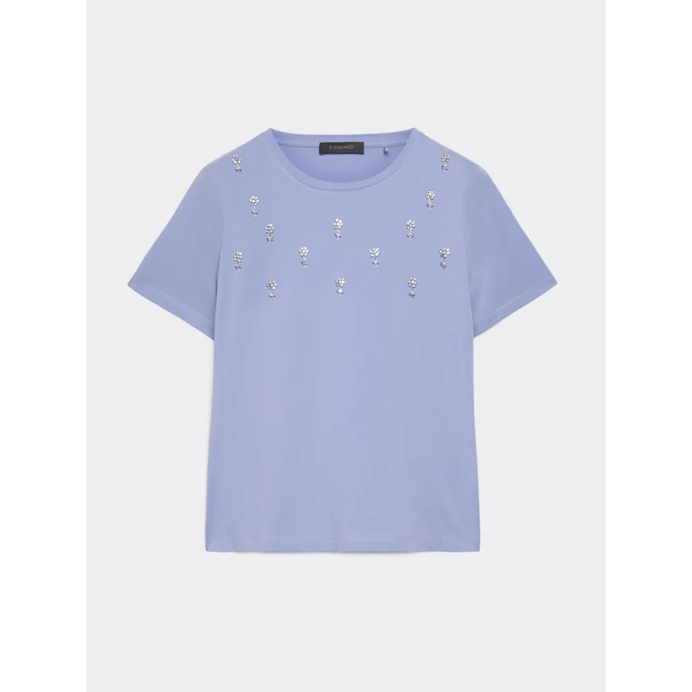 LAVENDEL T-SHIRT MET STRASS STEENTJES