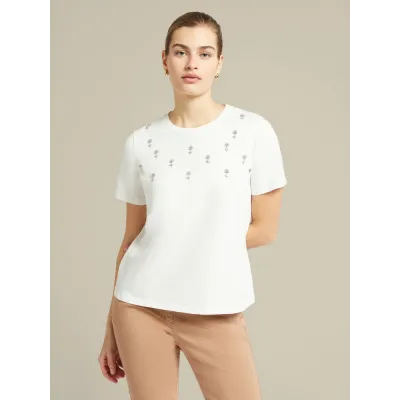 WIT T-SHIRT MET STRASS STEENTJES