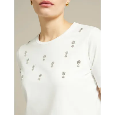 WIT T-SHIRT MET STRASS STEENTJES