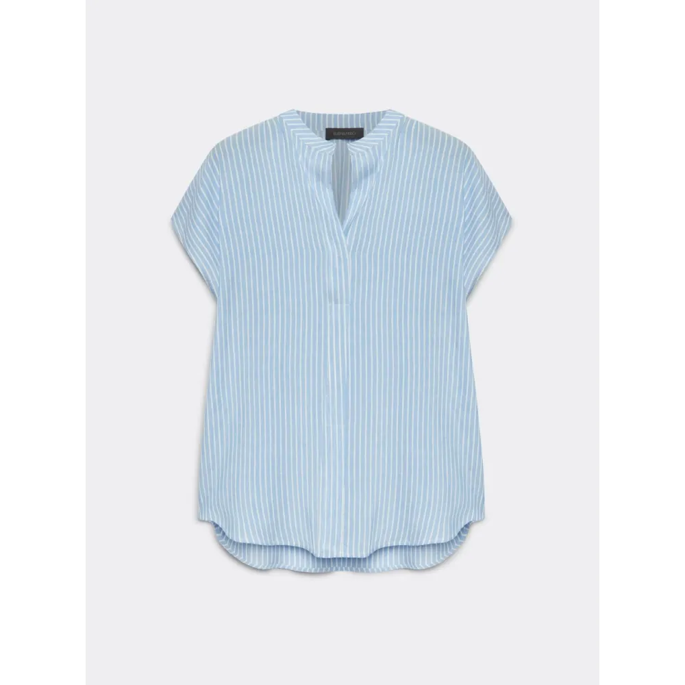 BLOUSE BLAUW/ WIT GESTREEPT