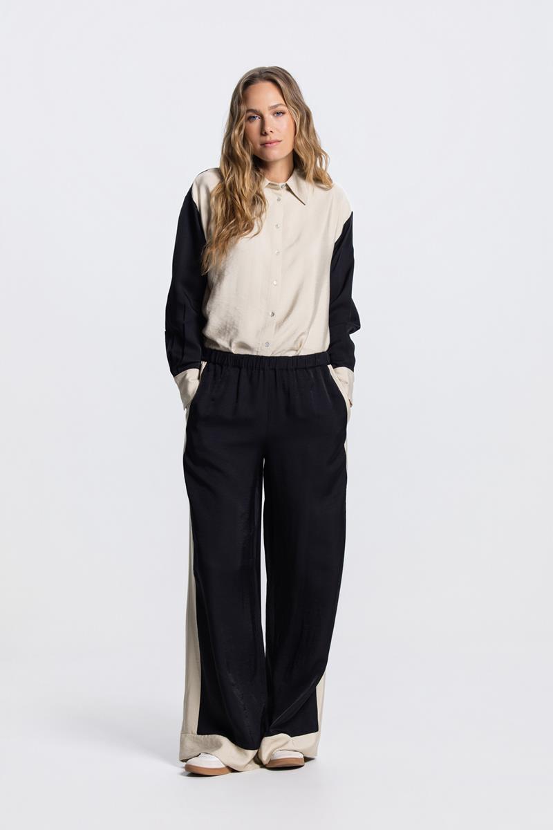 Olene wide leg broek in Zwart
