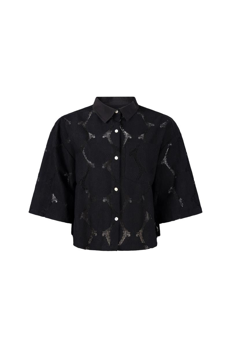 Quincey kanten blouse in Zwart