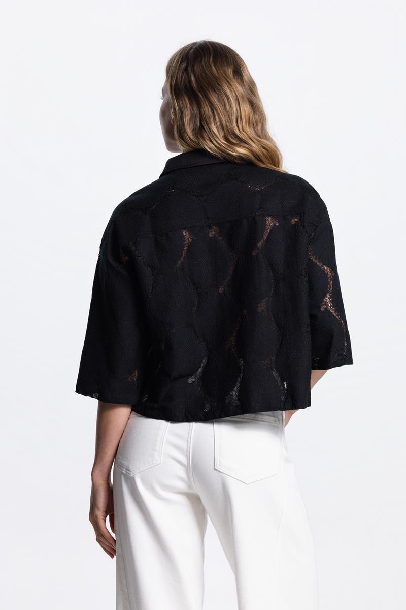 Quincey kanten blouse in Zwart
