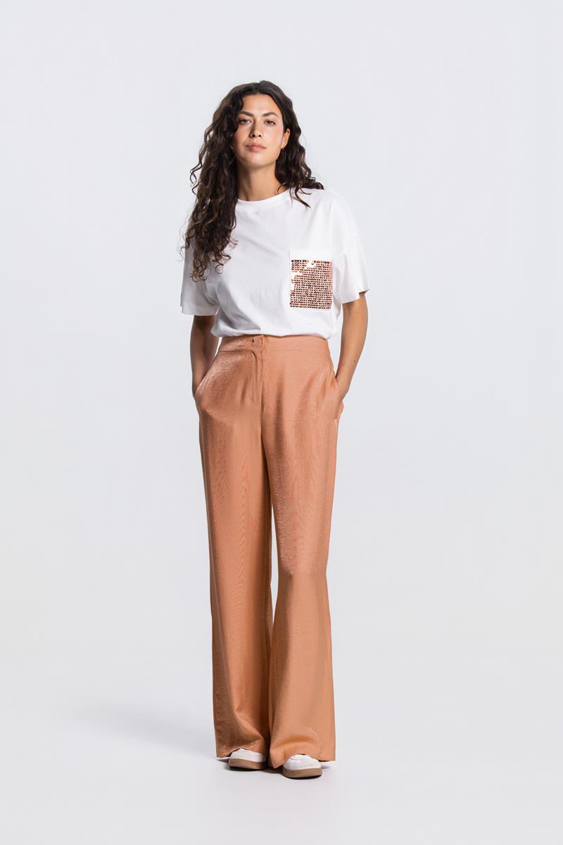 LIV T-Shirt met pailletten zakje in wit