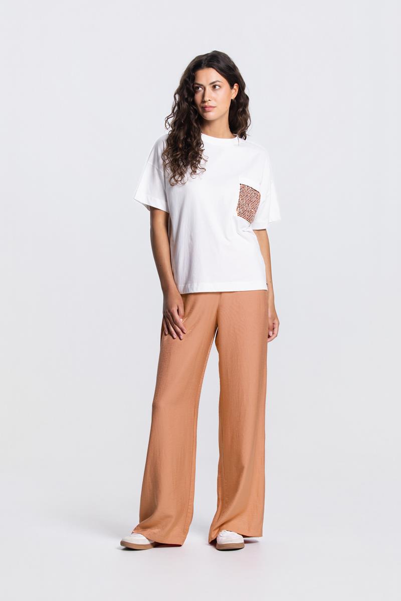 LIV T-Shirt met pailletten zakje in wit