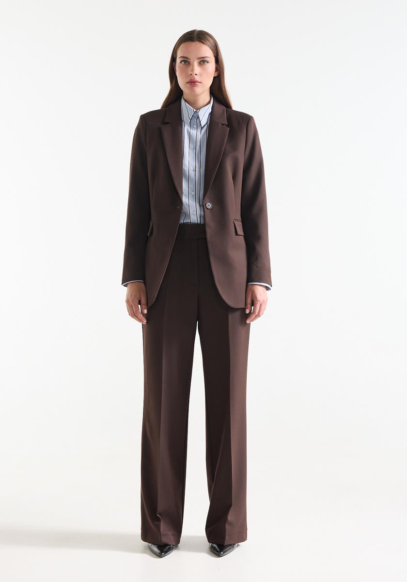 Aisha Bruine blazer met hakjes voering