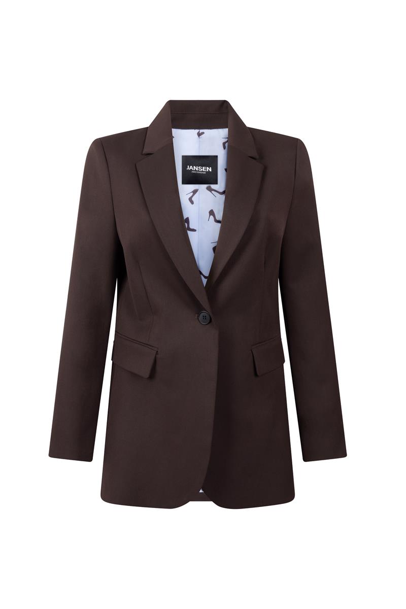Aisha Bruine blazer met hakjes voering