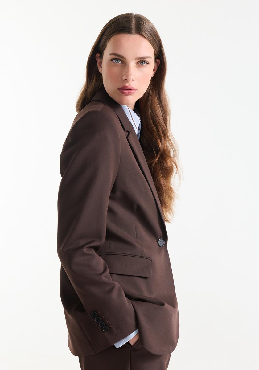 Aisha Bruine blazer met hakjes voering