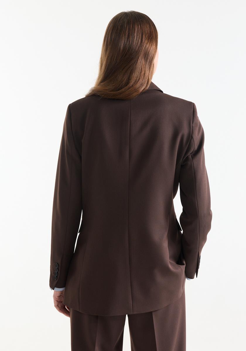Aisha Bruine blazer met hakjes voering
