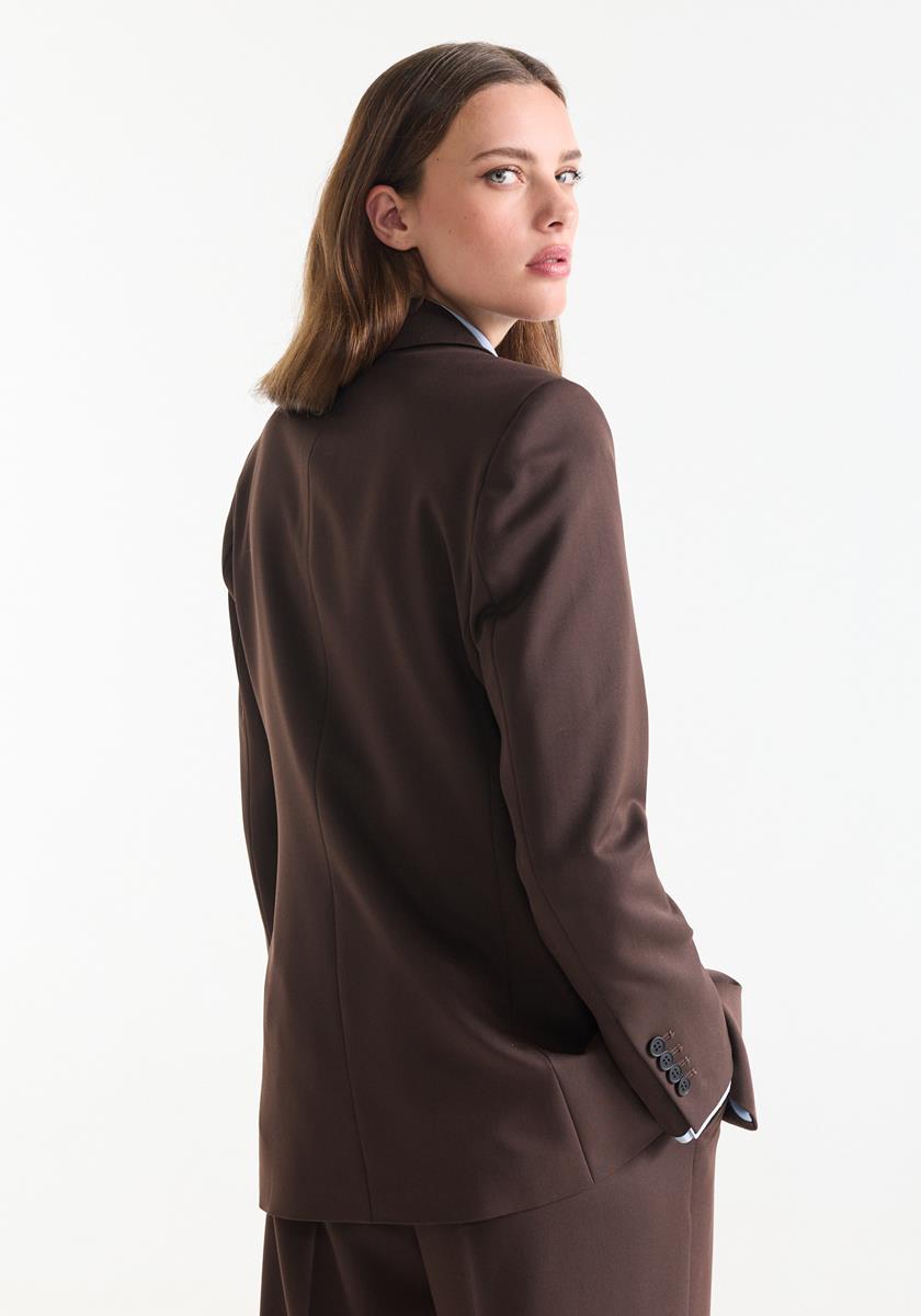 Aisha Bruine blazer met hakjes voering